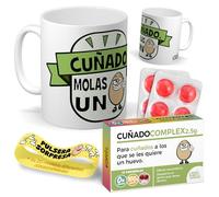 mundohuevo Kit regalo personalizado para cuñados | Taza Cuñado molas un huevo + Caramelos divertidos + Pulsera sorpresa | Regalo divertido, original y único para cumpleaños, santos, navidad…