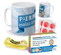 mundohuevo Kit regalo personalizado para padrinos | Taza Padrino molas un huevo + Caramelos divertidos + Pulsera sorpresa | Regalo divertido, original y único para cumpleaños, santos, navidad…