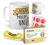 mundohuevo Kit regalo personalizado para suegras | Taza Suegra molas un huevo + Caramelos divertidos + Pulsera sorpresa | Regalo divertido, original y único para cumpleaños, santos, navidad…