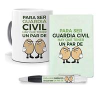 mundohuevo Pack Original y Personalizado para Regalo de Trabajos y Profesiones. para ser Guarda Civil Hay Que Tener un par de Huevos. Libreta, boligrafo y Taza Maxima Calidad.