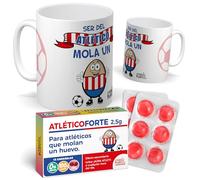 mundohuevo Pack taza + caramelos Atlético | Regalo divertido para aficionados del Atlético de Madrid | Idea original para cumpleaños, Navidad o Día del Padre | Taza Cerámica 350 ML