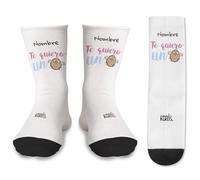 mundohuevo Par de Calcetines + 1 calcetín de regalo por el que se pierde en la lavadora | Enamorados | Nombre… te quiero un huevo | Personalizado con nombre o texto | Tacto algodón | Talla única.