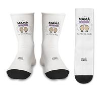 mundohuevo Par de Calcetines + 1 de regalo | A Mamá no se le tocan los... | Personalizado | Tacto algodón | Talla única | Regalo original y divertido para Día de la Madre o cumpleaños
