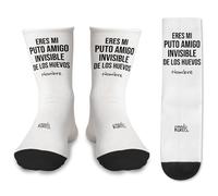 mundohuevo Par de Calcetines + 1 de regalo | Eres Mi P*to Amigo Invisible de los Huevos| Personalizable | Tacto algodón | Talla única | Regalo original y divertido Amigo invisible