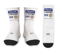 mundohuevo Par de Calcetines + 1 de regalo | Papá, te quiero un huevo | Personalizable | Algodón suave | Talla única | Regalo original y divertido para Día del Padre o cumpleaños