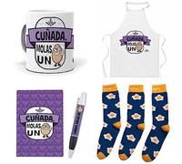 mundohuevo Que Regalar para Cuñadas. Cuñada molas un Huevo. Taza,Delantal, libreta, boli y Trio de Calcetines