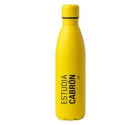 mundohuevo Regalo botella original para estudiantes con frase motivadora y divertida. Bidón de acero. Capacidad 790 ml. Cierre antigoteo. Color Amarillo. Estudia cabrón.