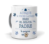mundohuevo: Regalo Día del Padre - Taza para Papá: Aunque a Veces Ladres Eres el Mejor Padre (Regala Alegría)