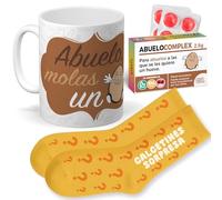 mundohuevo Regalo Divertido Dia del Padre | Taza Personalizada Abuelo MOLAS UN Huevo, Caramelos de Broma ABUELOCOMPLEX y Calcetines Sorpresa.