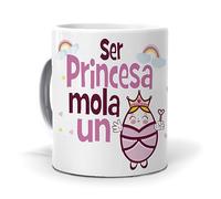 mundohuevo: Regalo divertido y personalizado para niña. Taza Ser princesa mola un huevo. Cerámica AAA - 350 ml. Haz un regalo único, Regala Alegría