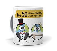 mundohuevo Regalo Divertido y Personalizado - Taza 50 Años de Casados Son lo Mejor del Mundo | Cerámica AAA 350 ml | Regalo Original para Bodas de Oro, Aniversarios y Celebraciones