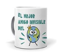 mundohuevo Regalo Divertido y Personalizado. Taza El Mejor Amigo Invisible del Mundo. Cerámica AAA - 350 ml.