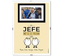 mundohuevo: Regalo lamina personalizada con foto y texto con marco clip metacrilato. Al jefe no se le tocan los huevos. Añade la foto y el texto que tu quieras. A-4