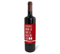 mundohuevo: Regalo original personalizado. Pon el nombre o texto que tu quieras. Botella de vino tinto: "Bebe lo que le sale de los huevos". 75cl. Haz un regalo único, Regala Alegría