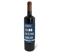 mundohuevo: Regalo original personalizado. Pon el nombre o texto que tu quieras. Botella de vino tinto: "Tus huevos ya se han jubilado". 75cl. Haz un regalo único, Regala Alegría