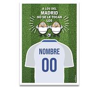 mundohuevo Regalo original tarjeta lamina de felicitacion personalizada con tu texto. A los del Madrid no se le tocan los huevos. Personaliza con el nombre y el numero que tu quieras. Tamaño A-4