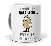 mundohuevo Regalo Original. Taza No Siempre Tengo Mala Leche, Estoy de coña, no me toques los Huevos. Cerámica AAA - 350 ml.