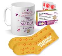 mundohuevo Regalo para Mamá | Taza de Cerámica + Calcetín Sorpresa + Caramelos | Aunque a Veces ladres Eres la Mejor Madre | Detalle Original Día de la Madre