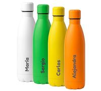 mundohuevo| Regalo personalizado con el nombre que tú quieras| Color naranja| Botella de acero inoxidable| Capacidad 790ml| Regalo original y divertido| Cierre antigoteo| Acabado mate.