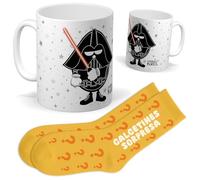mundohuevo Set regalo personalizado para frikis | Taza Darth vader + Calcetin sorpresa | Regalo personajes, cine, series, televisión... divertido y original.