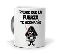 mundohuevo. Taza con Frase “Que la Fuerza te acompañe”. | Regalo Original| Capacidad de 350 m| Regalo para Fans de Star Wars.| Taza de cerámica Blanco| Película| Ciencia Ficción | Regalos para Amigos