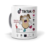 mundohuevo Taza con tu usuario de TikTok| Regalo divertido y personalizado para chica| Regala una taza para tu amiga, hermana, madre| Taza de cerámica AAA | Capacidad de 350ml| Regala alegría.