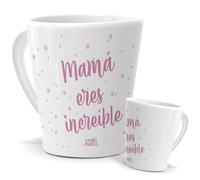 mundohuevo Taza Mamá | Taza Mamá Eres Increíble | Idea de Regalo Día de la Madre | Te quiero Mamá | Detalles Divertidos y Especiales Navidad | Taza Cónica 350 ML | Café y Té | Cerámica