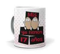 mundohuevo Taza Mis Huevos ya Tienen 17 años + Caramelos HuevoProfeno | Regalo Cumpleaños | Cerámica AAA - 350 ml.