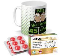 mundohuevo Taza Mis huevos ya tienen 45 años + Caramelos Huevo Profeno | Regalo cumpleaños