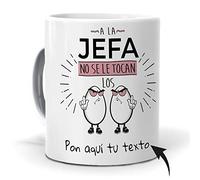 mundohuevo Taza Personalizada con Texto. Regalo Original Dia de la Madre. A la Jefa no se le tocan los Huevos con Nombres. Haz