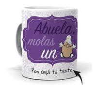 mundohuevo Taza Personalizada con Texto. Regalo Original Dia de la Madre. Abuela molas un Huevo con Nombres. Haz
