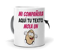 mundohuevo Taza Personalizada con Texto. Regalo Original. Mi compañera (Nombre) Mola un Huevo. Haz