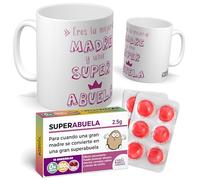 mundohuevo Taza Regalo Mamá | Taza de Cerámica + Caramelo de Super Abuela | Eres la Mejor Madre y una Super Abuela | Detalle Original para Abuelas | Regalo día de la Madre