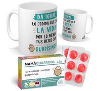 mundohuevo Taza Regalo Mamá | Taza para Mamá + Caramelo de MamaGuapadol | Da Igual lo jodida Que Sea la Vida por lo Menos Tus Hijos Son guapisimos | Detalle Original para día de la Madre