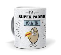 mundohuevo Taza Regalo Original Dia del Padre. Este Super Padre Mola un Huevo. Cerámica AAA - 350 ml.