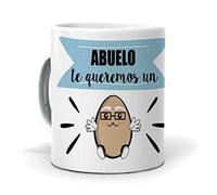 mundohuevo Taza Regalo Personalizado y Divertido Abuelos. Abuelo te Queremos un Huevo. Cerámica AAA - 350 ml.