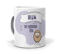 mundohuevo Taza Regalo Personalizado y Divertido Hija. Hija te Quiero un Huevo. Cerámica AAA - 350 ml.