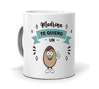 mundohuevo Taza Regalo Personalizado y Divertido Madrinas. Madrina te Quiero un Huevo. Cerámica AAA - 350 ml.