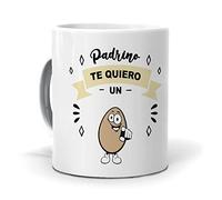 mundohuevo Taza Regalo Personalizado y Divertido Padrinos. Padrino te Quiero un Huevo. Cerámica AAA - 350 ml.