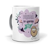 mundohuevo Taza Regalo Personalizado y Divertido primas. Prima te Quiero un Huevo. Cerámica AAA - 350 ml.