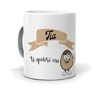 mundohuevo Taza Regalo Personalizado y Divertido Tia. Tia te Quiero un Huevo. Cerámica AAA - 350 ml.