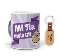 mundohuevo: Taza y llavero tía molas. Mi tia mola un huevo. Llavero madera natural. Haz un regalo único