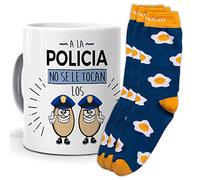 mundohuevo Taza y trio de calcetines, originales y personalizados. A la policia no se le tocan los huevos. 1 calcetin gratis por el que se te pierde