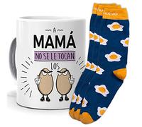 mundohuevo Taza y trio de calcetines, originales y personalizados. A mamá no se le tocan los huevos. 1 calcetin gratis por el que se te pierde