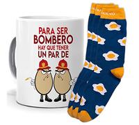 mundohuevo Taza y trio de calcetines, originales y personalizados. Para ser bombero hay que tener un par de huevos. 1 calcetin gratis por el que se te pierde