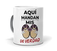 mundohuevo Tazas Divertidas | Aquí Mandan mis Huevos de Verdad | Regalo para Mamá | Taza para Mamá | Garantía de Devolución| Taza de Té | Cerámica 350 ML