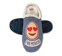 mundohuevo Zapatillas casa, comodas, con Pelo y Originales para Regalo con emoticonos, Expresiones y Frases graciosas. Enamorado Gris. Zapatillas de casa Españolas, Materiales Primera Calidad.