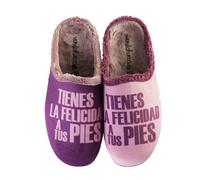 mundohuevo Zapatillas casa, comodas, con pelo y originales para regalo, con mensaje. Tienes la felicidad a tus pies. Zapatillas de casa Españolas, materiales primera calidad.