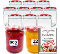 MundoTarros 12 Tarros de Cristal de 500ml con Tapa de Rosca Hermética - Frascos de Vidrio Multiusos para Conservas, Legumbres y Almacenamiento - Aptos para Microondas y Lavavajillas - botes de Medio
