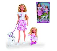 Muñeca articulada SIMBA Steffi Love Cute Walk con patinete y dálmatas